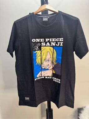 Onepiece Sanji Graphic Tee - Black with Blue and Yellow Artwork NEW Condition